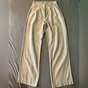 Old Navy Beige Full-Length Linen Blend Trousers